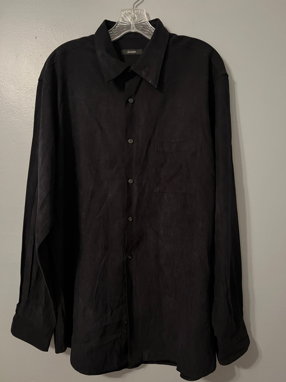 Alfani Black Long-Sleeve Button-Up Dress Shirt